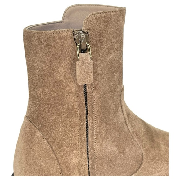 Stuart Weitzman 5050 Bold Zip Khaki Leather Womens Ankle Boots Size 9M - Picture 8 of 14